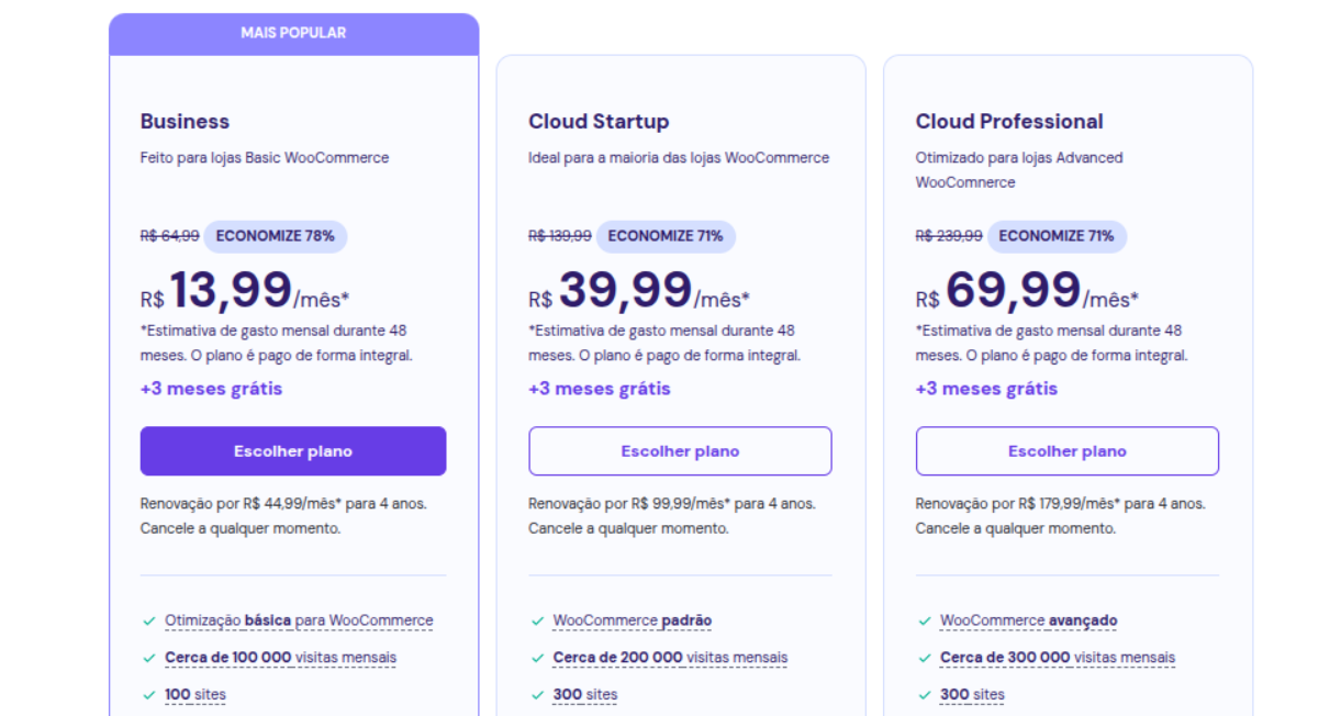 hospedagem woocommerce loja hostinger